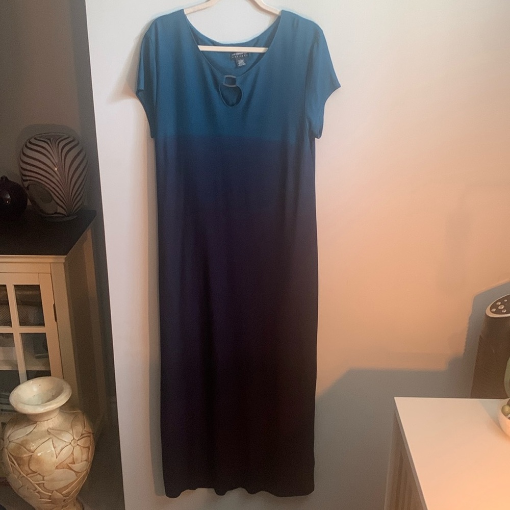 Liz Claiborne, ombré teal/navy maxi dress, Sz L